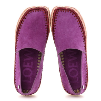 LOEWE Suede Raffia Rio Slipper 38 Fuchsia