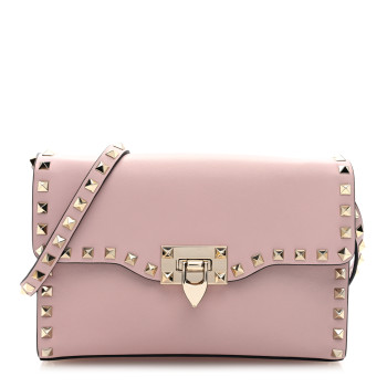 VALENTINO GARAVANI Vitello Medium Rockstud Flip Lock Crossbody Bag Rose Quartz