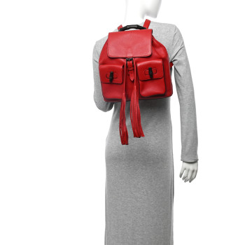 GUCCI Cellarius Calfskin Medium Bamboo Backpack Hibiscus Red