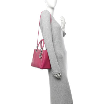 CHRISTIAN DIOR Snakeskin Medium Lady Dior Pink