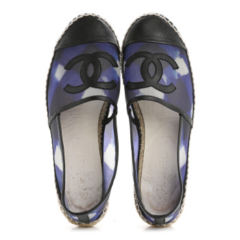 CHANEL Mesh Grosgrain CC Espadrilles 37 Purple Black