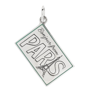TIFFANY Sterling Silver Enamel Paris Postcard Charm Blue