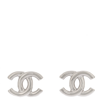 CHANEL Metal CC Earrings Silver