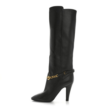 SAINT LAURENT Smooth Calfskin Le Maillon 95 Boots 38.5 Black