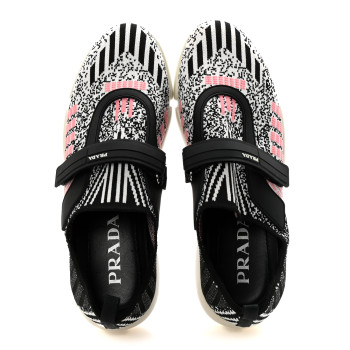 PRADA Rubber Knit Printed Fabric Cloudbust Air Sneakers 37 White Pink Black