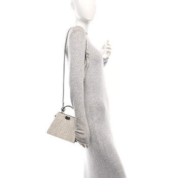 FENDI Crystal Vitello Laminato FF Petite Peekaboo I SEE U Satchel Crystal Argento