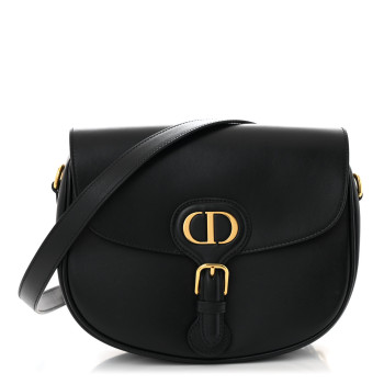 CHRISTIAN DIOR Box Calfskin Medium Bobby Flap Black