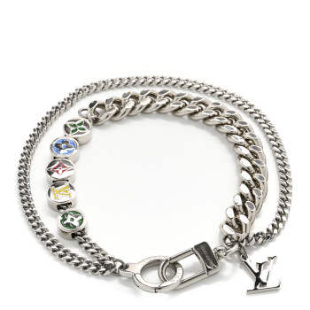 LOUIS VUITTON Metal Monogram Chain Belt Silver