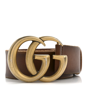 GUCCI Faded Calfskin Double G 40mm Belt 80 32 Cuir