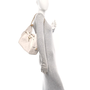 CHANEL Caviar Quilted Small Chanel 25 Handbag White