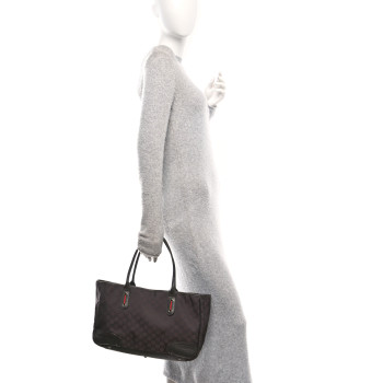 GUCCI Nylon Monogram Medium Princy Tote  Dark Brown