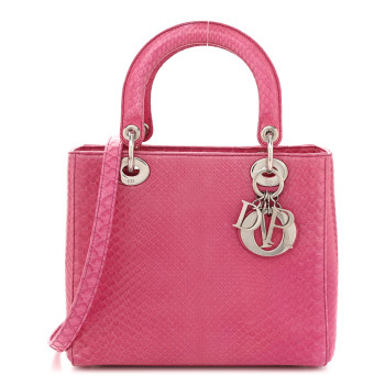 CHRISTIAN DIOR Snakeskin Medium Lady Dior Pink