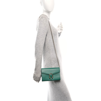 GUCCI Calfskin Mini Dionysus Chain Wallet Emerald