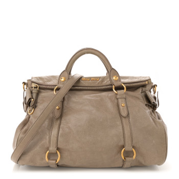 MIU MIU Vitello Lux Bow Bag Grey