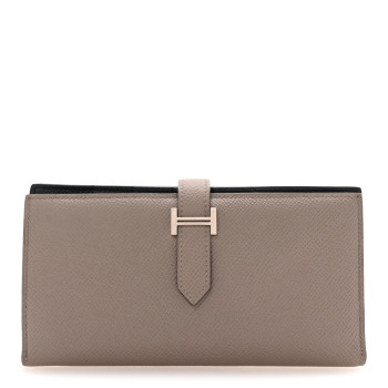 HERMES Epsom Bearn Gusset Wallet Gris Tourterelle Bleu Indigo