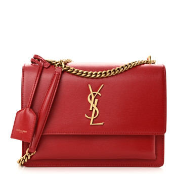 SAINT LAURENT Calfskin Medium Monogram Sunset Rouge Eros