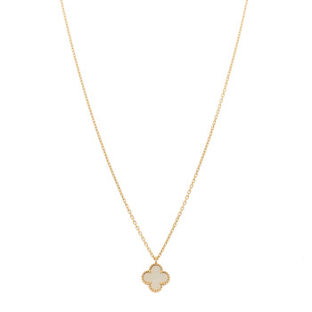 VAN CLEEF & ARPELS 18K Yellow Gold Mother of Pearl Sweet Alhambra Pendant Necklace
