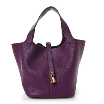 HERMES Taurillon Clemence Picotin Lock 22 MM Ultraviolet
