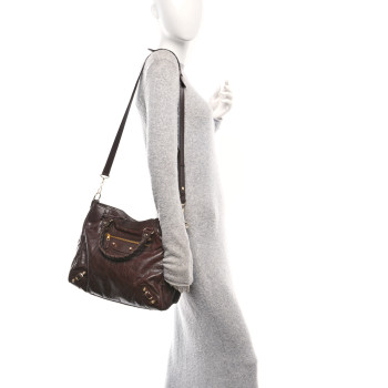 BALENCIAGA Agneau Giant 12 Gold Hardware Velo Cigare Fonce