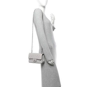 CHANEL Lambskin Quilted Mini Rectangular Flap Grey