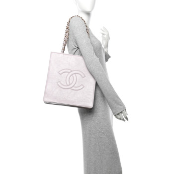 CHANEL Shiny Aged Calfskin North South Shopping Bag Lilac