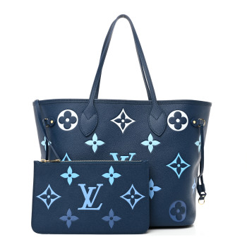 LOUIS VUITTON Empreinte Monogram Giant Neverfull MM Degrade Bleu
