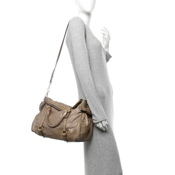 MIU MIU Vitello Lux Bow Bag Grey
