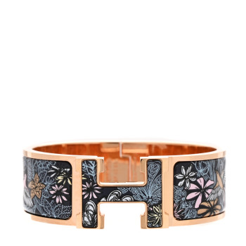 HERMES Enamel Printed Wide Sous Un Battement D'Ailes Clic Clac H Bracelet PM Galaxie