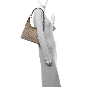 GUCCI Monogram Shoulder Bag Dark Brown