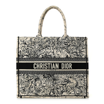 CHRISTIAN DIOR Canvas Embroidered Zodiac Book Tote Latte Multicolor