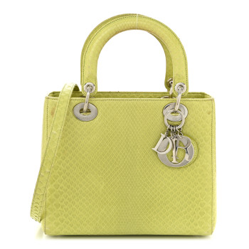 CHRISTIAN DIOR Snakeskin Medium Lady Dior Green