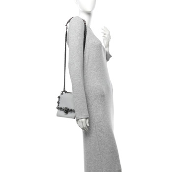 FENDI Vitello Liberty Scalloped Studded Small Kan I Shoulder Bag Grigio Perla