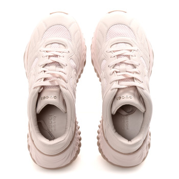 GUCCI Calfskin Interlocking G Ripple Womens Platform Sneakers 38.5 Light Pink