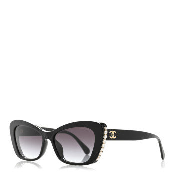 CHANEL Acetate Pearl Cat Eye CC Sunglasses 5481-H-A Black