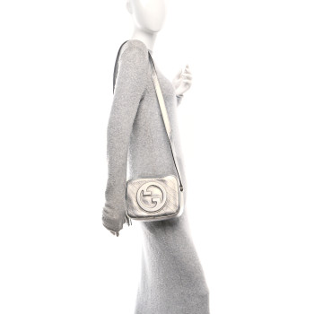 GUCCI Metallic Sakai Be Green Calfskin Diagonal Stitched Small Blondie Shoulder Bag Silver