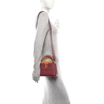LOUIS VUITTON Taurillon Ostrich Mini Capucines Griotte Red Honey