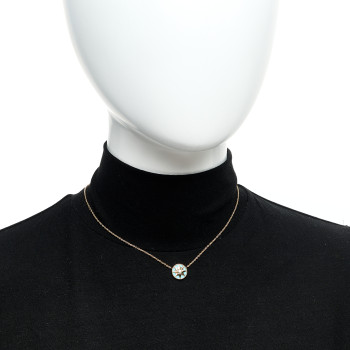 CHRISTIAN DIOR 18K Yellow Gold Diamond Turquoise Rose Des Vents Necklace