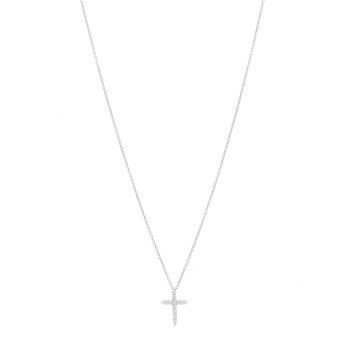 TIFFANY Platinum Diamond Mini Cross Pendant Necklace