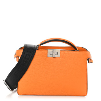 FENDI Cuoio Romano Vitello Cover Bi-Color Peekaboo I See U X Cross Satchel Orange