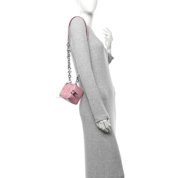 GIVENCHY Patent Calfskin Mini Cube Pandora Chain Shoulder Bag Pink