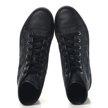 GUCCI Monogram High Top Sneakers 39 Black