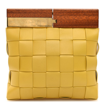 BOTTEGA VENETA Nappa Intrecciato The Snap Clutch Acorn Gold