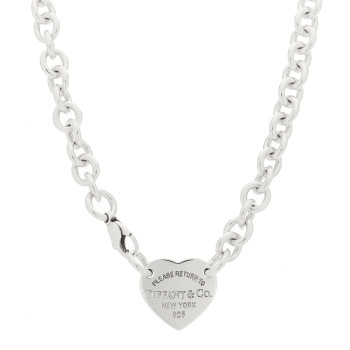 TIFFANY Sterling Silver Return to Tiffany Heart Tag Choker Necklace
