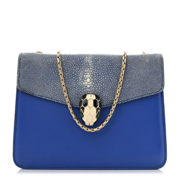 BULGARI Galuchat Calfskin Serpenti Forever Crossbody Bag Blue