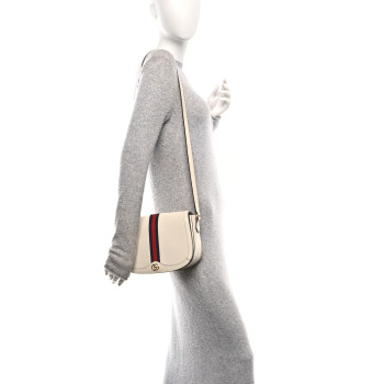 GUCCI Textured Calfskin Small Ophidia Flap Messenger Bag Mystic White