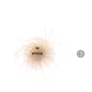 CHANEL Silk Ostrich Feather Camellia Brooch White