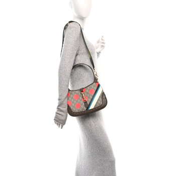 GUCCI GG Supreme Monogram Geometric Textured Dollar Calfskin Web Small Jackie 1961 Hobo