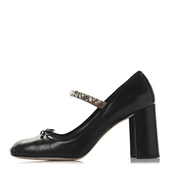 MIU MIU Nappa Crystal Bow Pumps 41 Black