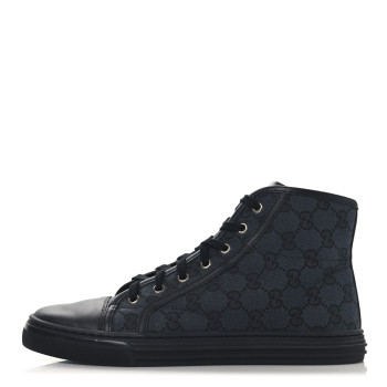 GUCCI Monogram High Top Sneakers 39 Black