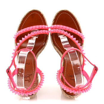CHRISTIAN LOUBOUTIN Patent Mafaldina 120 Wedge Sandals 36 Pink